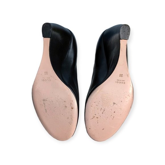 Vintage Black Leather Wedge Platform Heels Original Box Size 8 - Picture 7 of 14